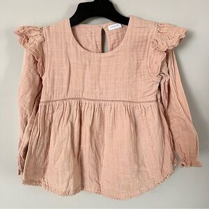 Jamie Kay Organic Cotton Blush Blouse Cottagecore Boho Minimalist Girls Size 8